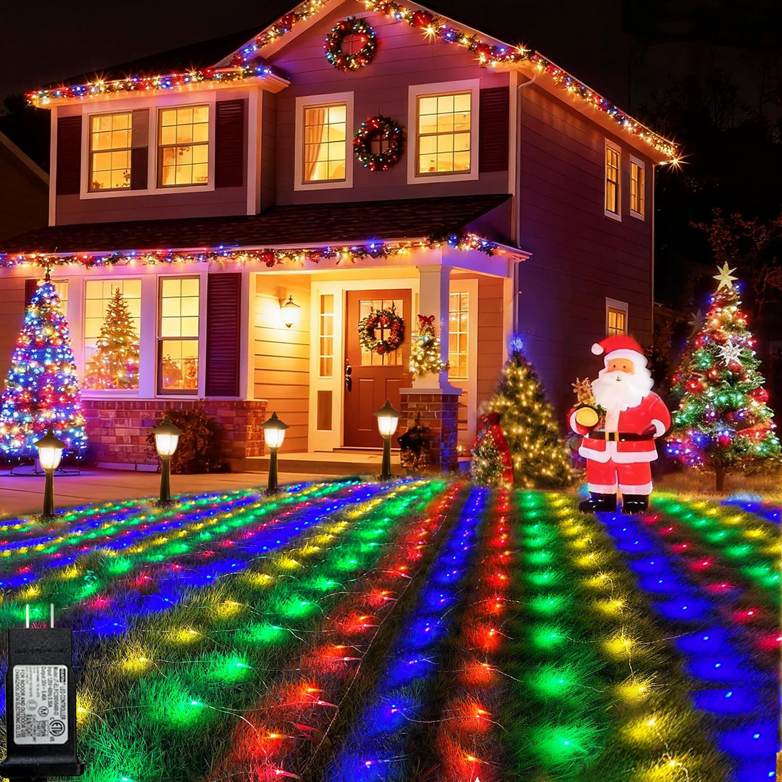 Colorful Net Lights, 360 LED Outdoor Christmas Net Mesh Lights for